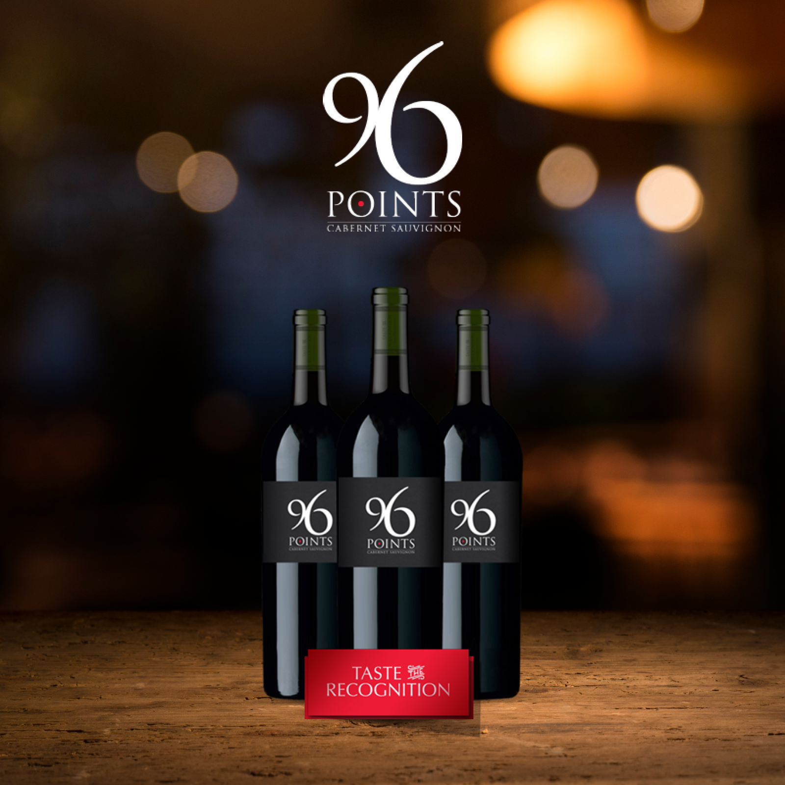 3 "96 Points" branded wine bottles