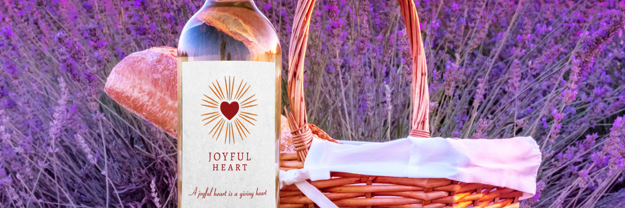 Joyful Heart Wine in a lavender field