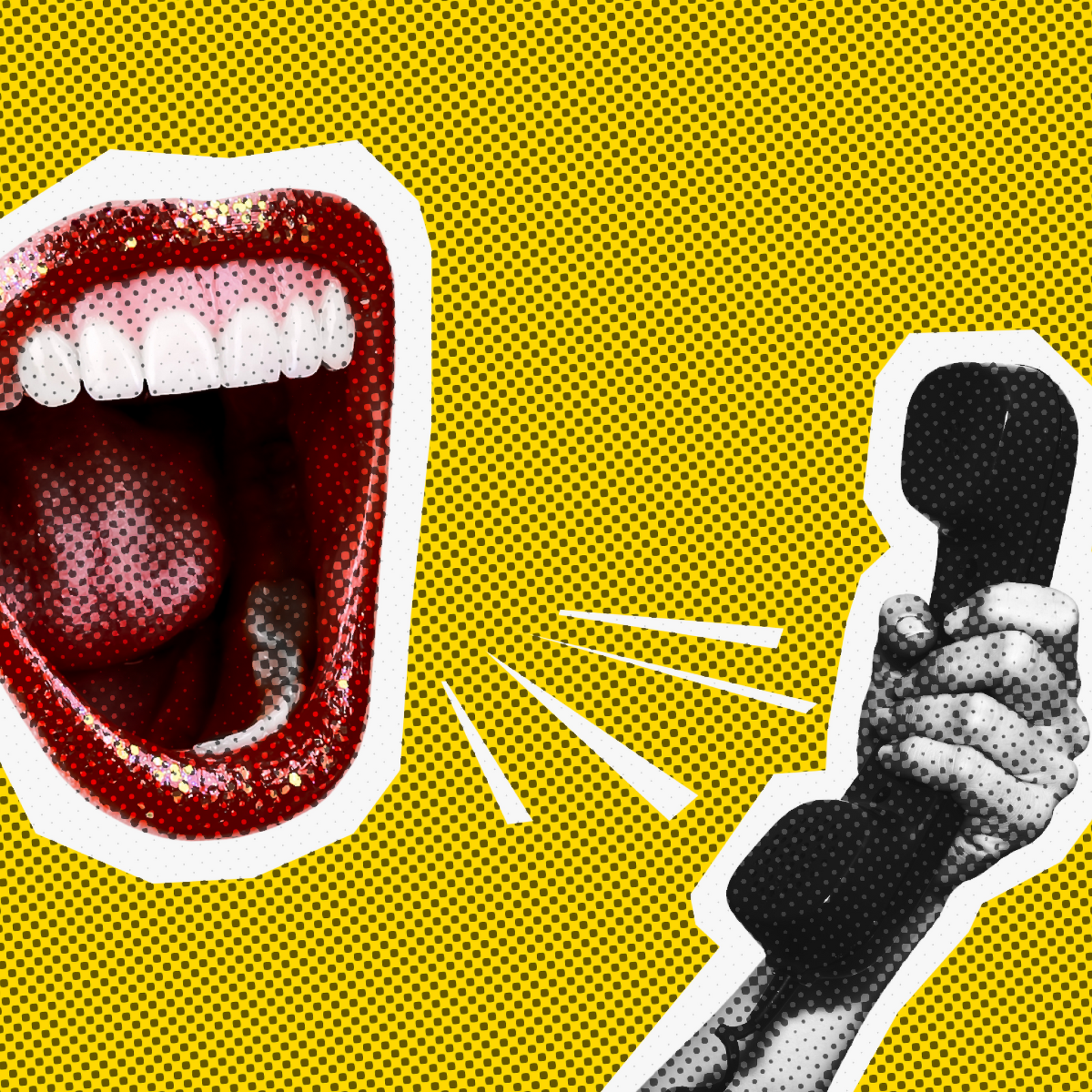 Lips shouting into phone