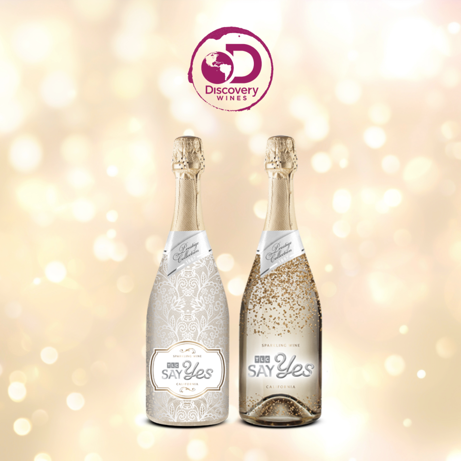 2 Discovery branded wine bottles