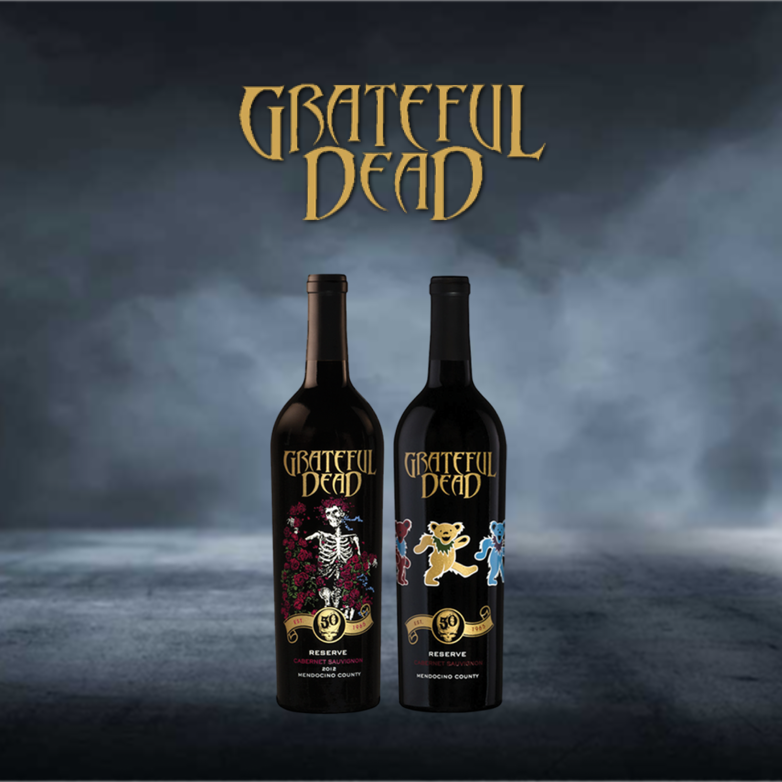 2 Grateful Dead branded wine bottles