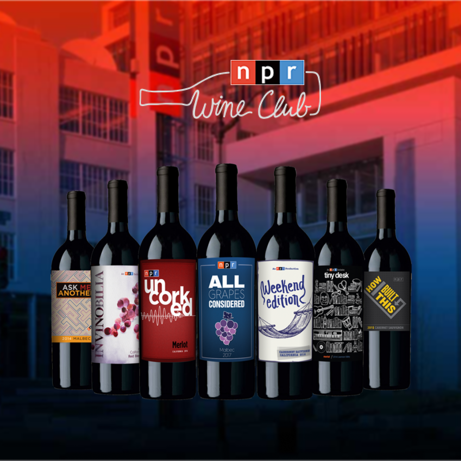 7 NPR Branded Wine Bottles