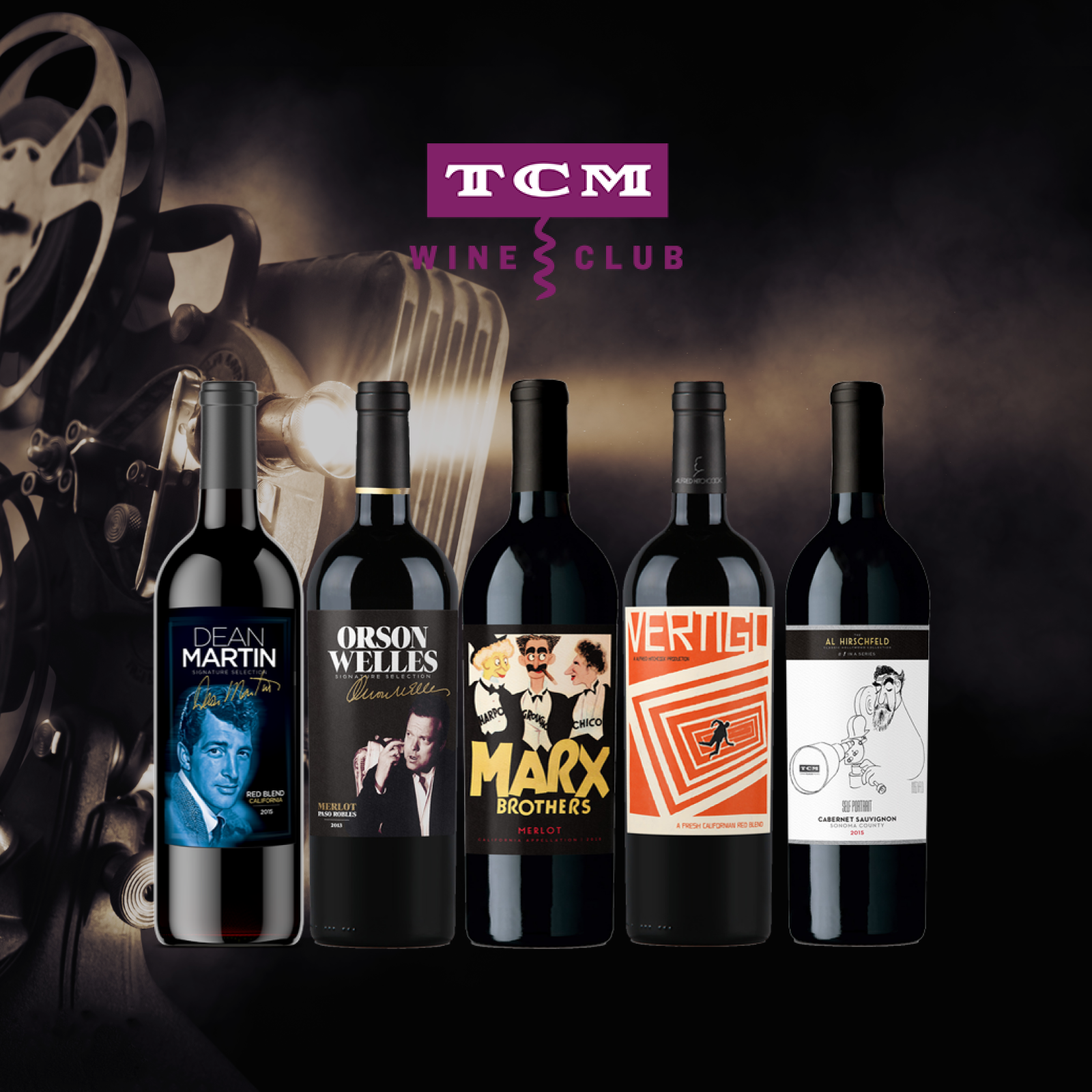 5 TCM branded wine bottles