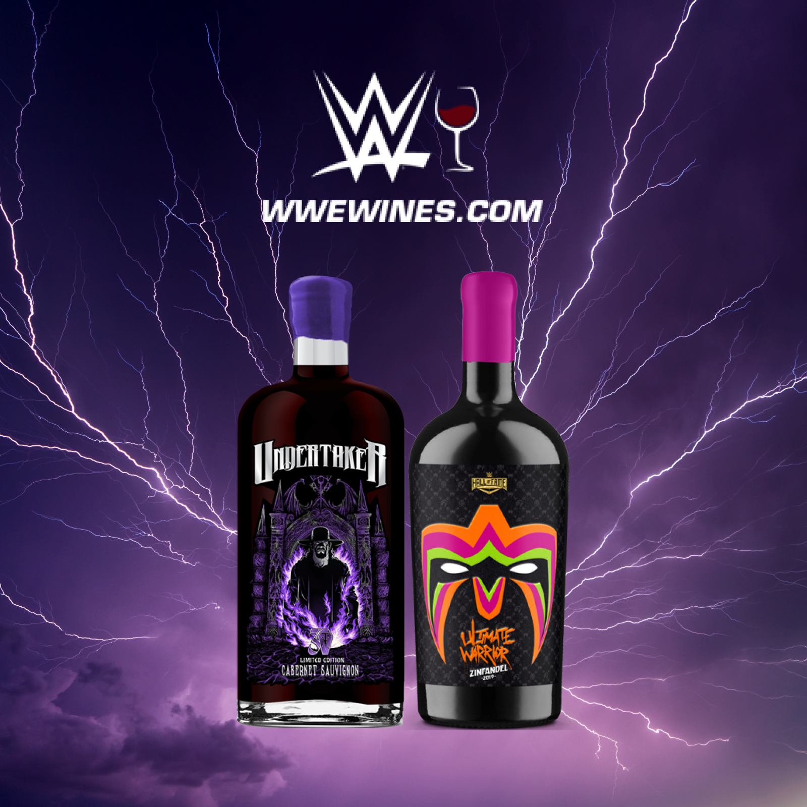 2 WWE Branded wine bottles